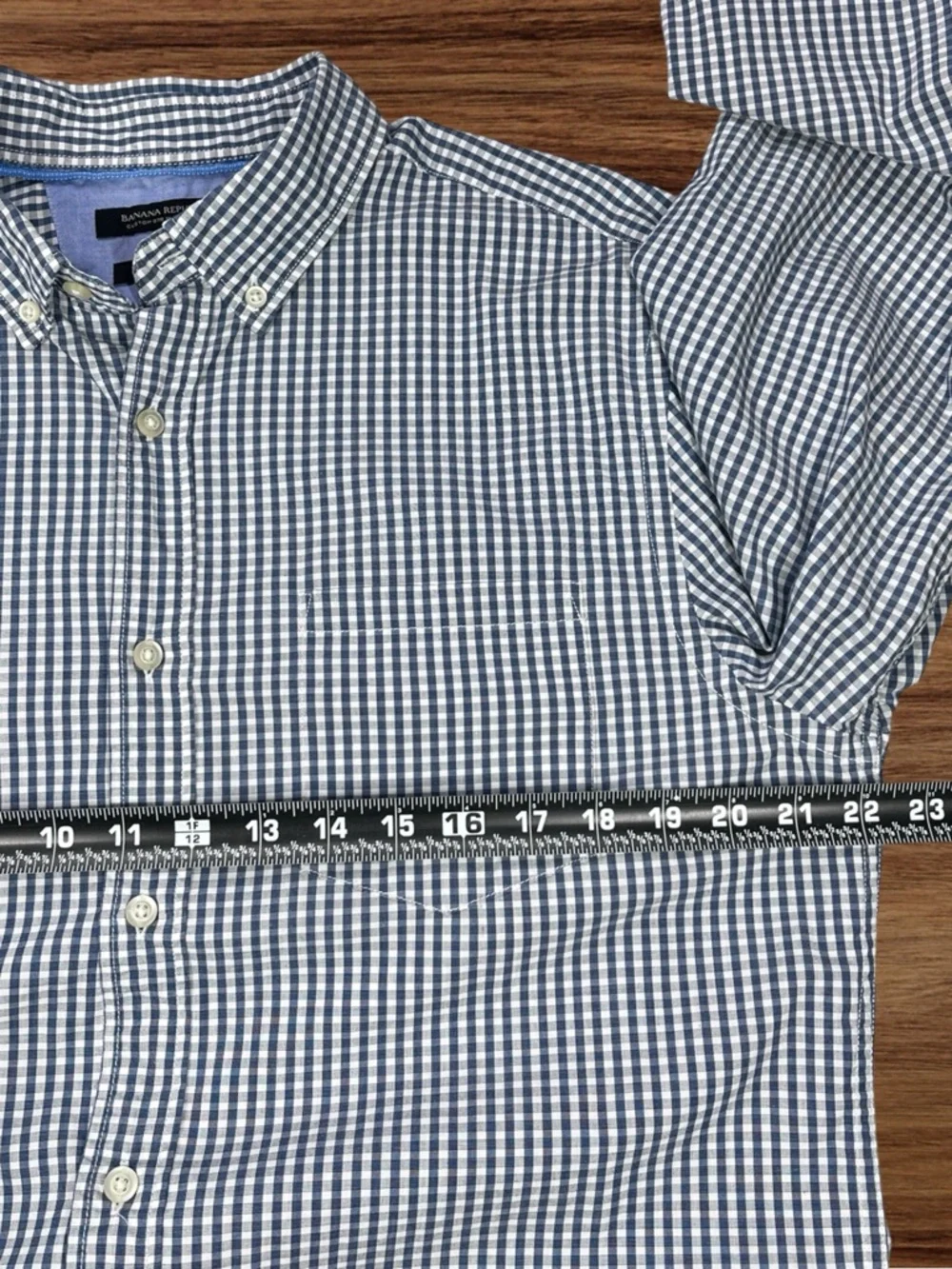 Banana Republic Grant Fit Men’s Blue/White Check Pattern L/S Dress Shirt. Large